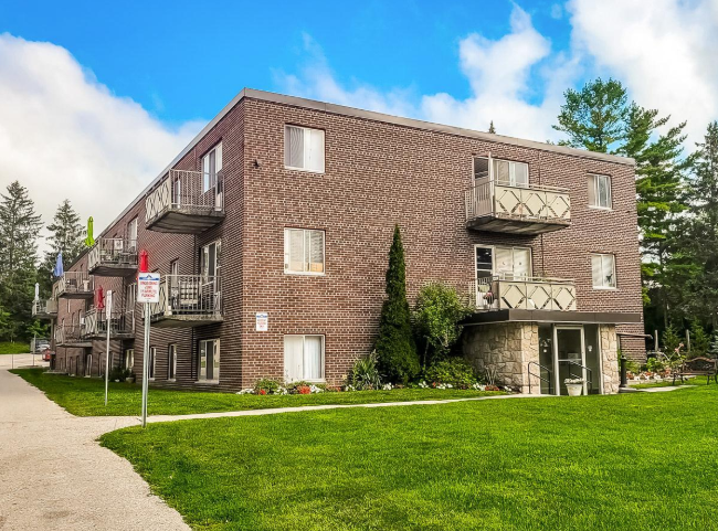 Apartment building exterior in Elora, Ontario
